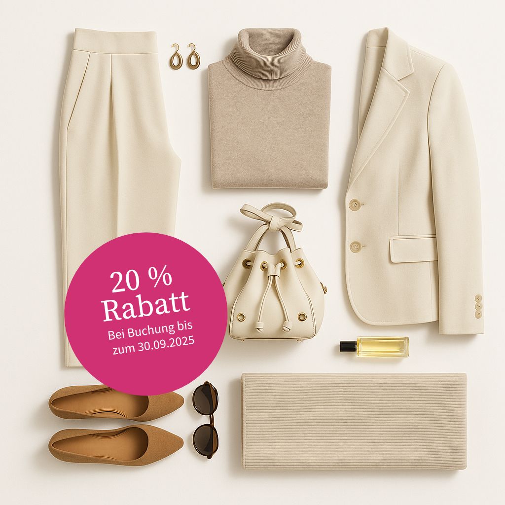 20% Rabatt auf Buchungen bis zum 30. September 2025 für das Capsule Wardrobe Special Beratung